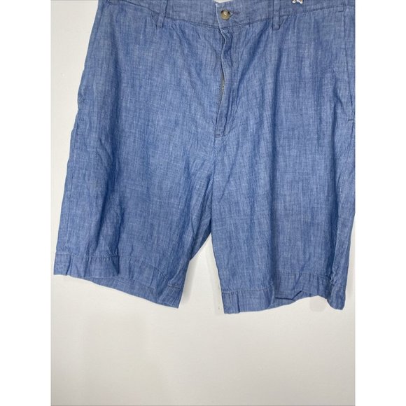 Polo Ralph Lauren Chambray Shorts Men's Size 35 Blue Cotton Flat Front - Picture 3 of 8